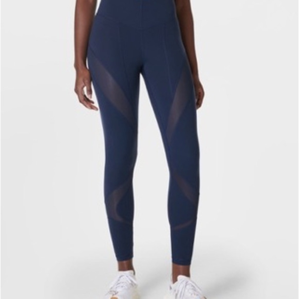 SLATE GREY Sweaty Betty 7/8 Mesh Panel Power Leggings
